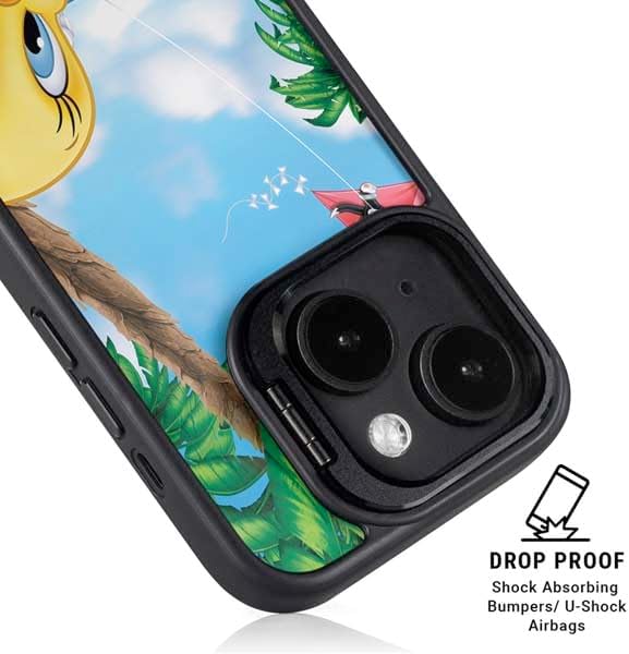 Skinit Kickstand Phone Case Compatible with iPhone 15 - Officially Licensed Looney Tunes Tweety Bird iPod Design