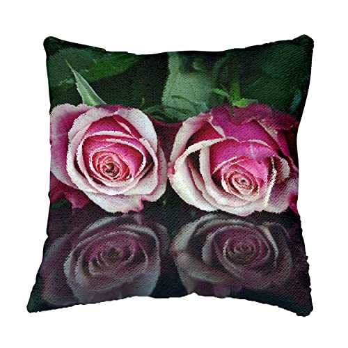 Coussin de Saint-Valentin avec roses rouges et sequins - 4