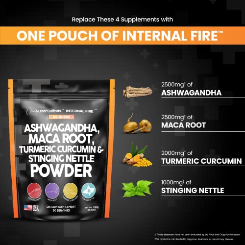 4In1 Ashwagandha Maca Root Powder Supplement With Turmeric Stinging Nettle Leaf Made In Usa - Ashwagandha Powder For Health Smoothies & Cooking - Quality Maca Powder - Alt To Pills Capsules Tablets #TOP3