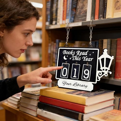 Decoración de estantería con rastreador de libros de madera para hogar 7