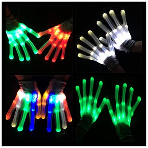LED Light Up Gloves Neon Glowing Halloween Party Light Props Luminous Flashing Skull Gloves Stage Costume Christmas Supplies