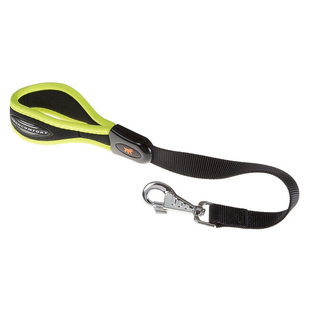 Ferplast ERGOFLUO GM Ergonomic Dog Lead - Secure Grip with Soft Padding - Anti-Abrasion - Extra-Resistant Finished Seams - Italian Design - 55 x 2.5 cm, Yellow