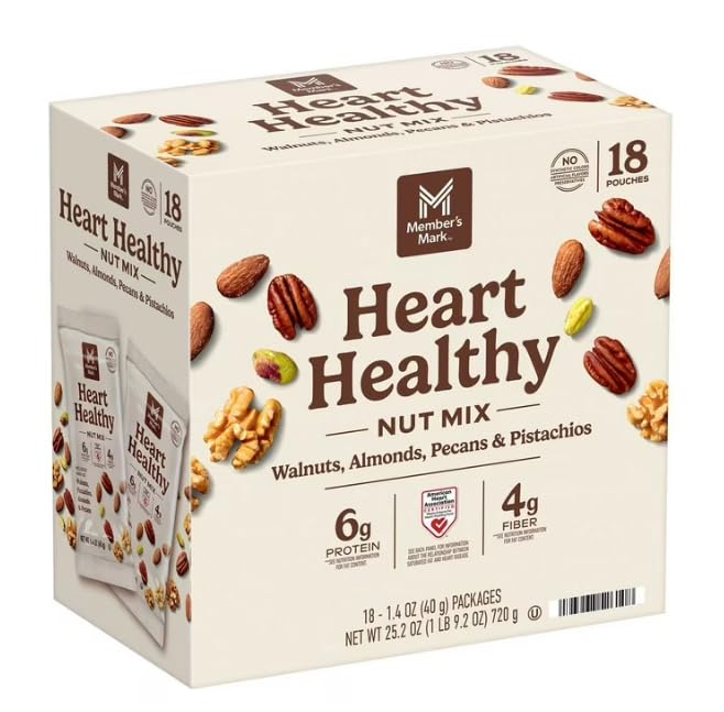 Heart Healthy Nut Mix Multipack - Contains walnuts, almonds, pecans, and pistachio kernels for rich flavor and satisfying crunch - 1.4 oz., 18 pk.