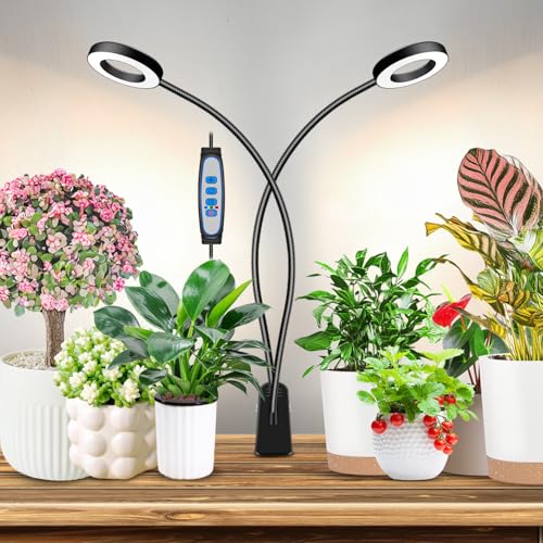 Eurbolan Grow Lights for Indoor Plant Halo LED Grow Light with Clip Upgrade 96 LEDs Clip On Plant Lights Full Spectrum LED Plant Growing Lamp with 3 Modes & 5 Dimmable Levels Auto Timer 6/12/16H.