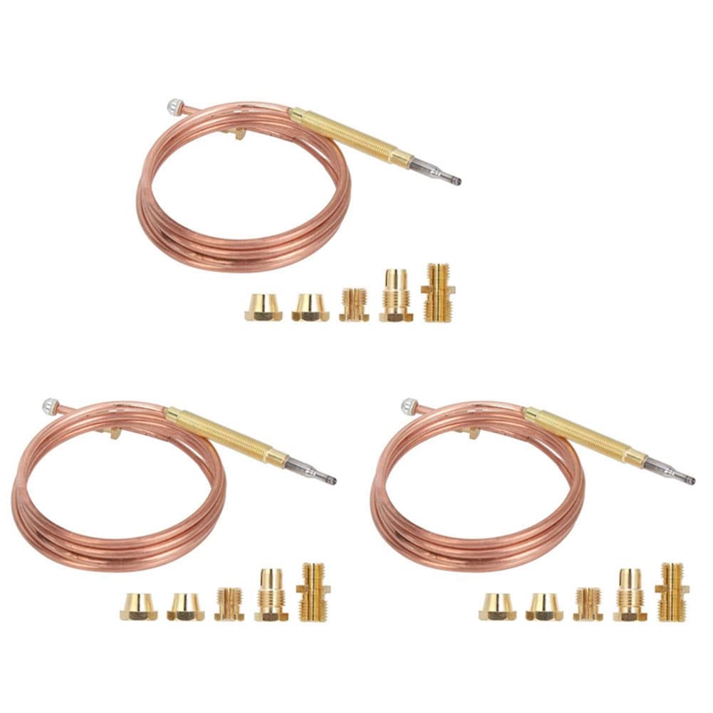 Jnchdghwa Golden 3X Universal Gas Stove Thermocouple With 15Pcs Nuts Heating Gas Burner Replacement Thermocouple Adaptor