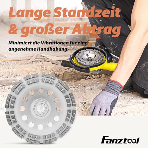 FANZTOOL D-Modell Diamant Schleiftopf Abrasiv 180 mm x 22,2 mm Schleifteller für abrasive Baustoffe, Estrich, Putz, Asphalt
