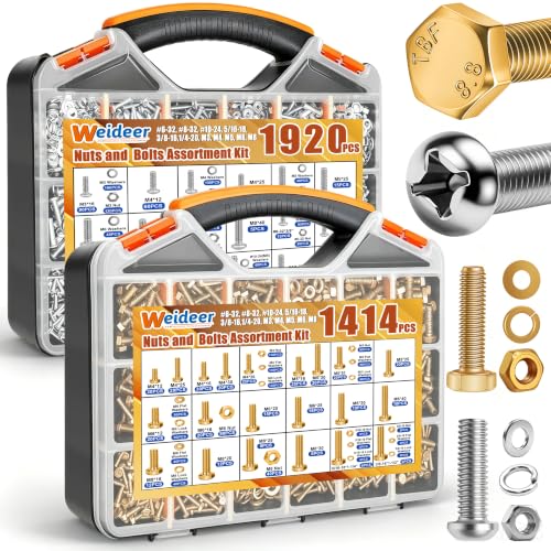 Image of weideer 3334PCS Hardware Assortment Kit, Metric&SAE Nuts and Bolts Assortment Kit,Phillips Head and Grade 8.8 Metric Hex Bolt, Nuts,Lock Washers. #6,#8,#10,1 /4,5 /16,3 /8,1 /2,M3,M4,M5,M6,M8.(10-65mm)
