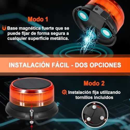 Baliza LED V16 solar magnética 9 modos