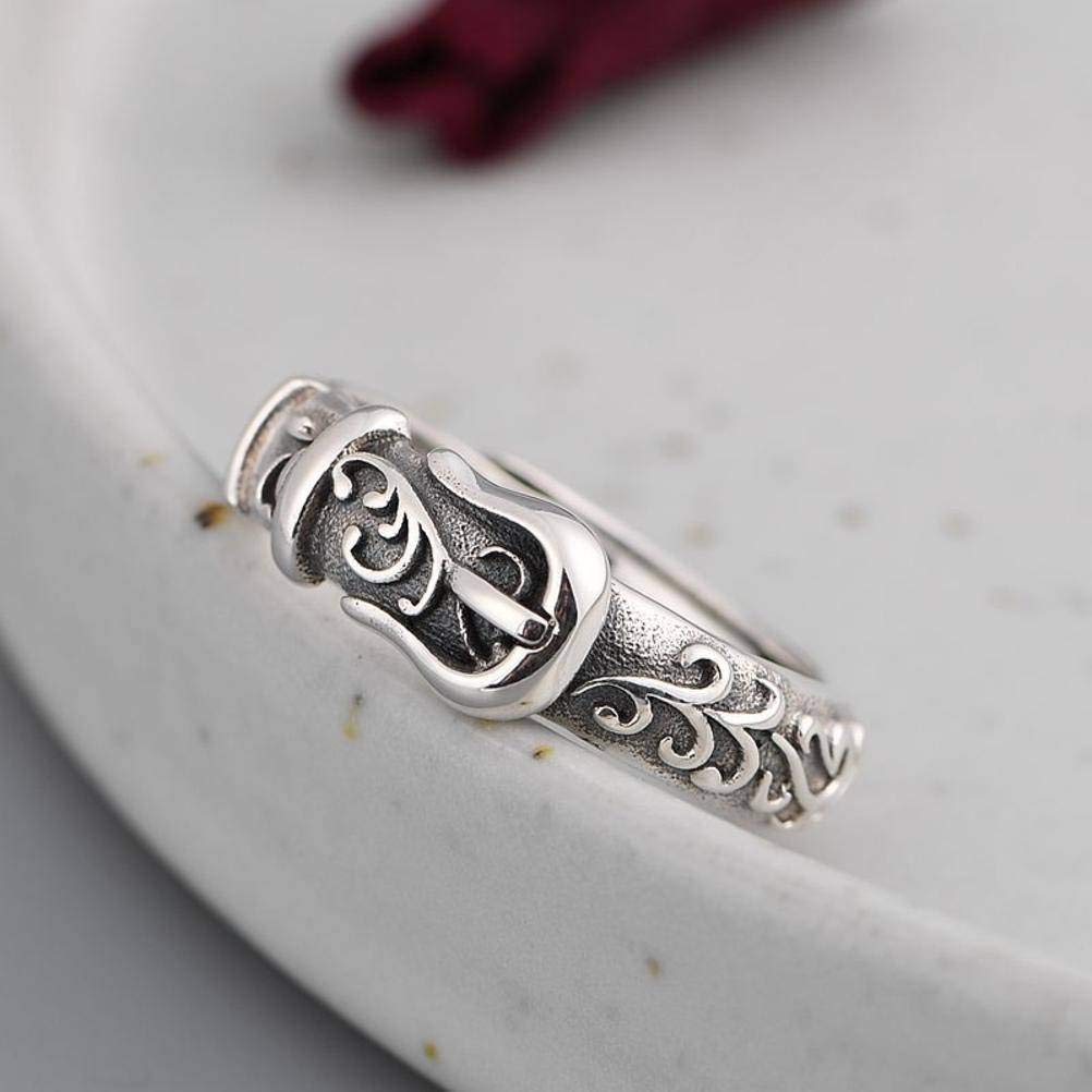 Anillos Para Hombre Modernos Anillo De Luna Y Corazón – Plata Esterlina – Minimalist Style Anillos Hombre Elegantes
