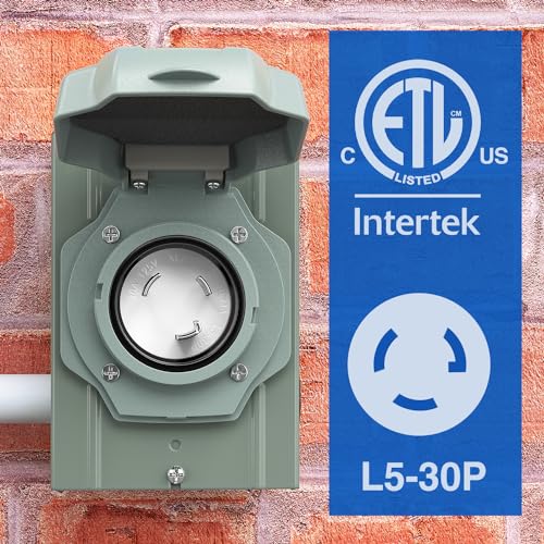 Image of Nilight 30AMP Generator Power Inlet Box Pre-drilled ETL Listed NEMA L5-30P | 125V Receptacle Boxes LED Indicator Enclosed Lockable Waterproof Outlet for RV Camper Outdoor Use