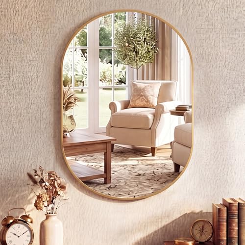 DUMOS Gold Oval Bathroom Mirror