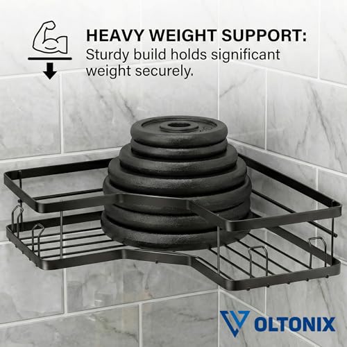 Image of Corner Shelf /Rack for BathroomWithout Drill Wall Metal Self Adhesive Bathroom Shelf /Shelf for Kitchen Corner Rack Wall Mounted Bathroom Fittings /Storage (4-Hook)