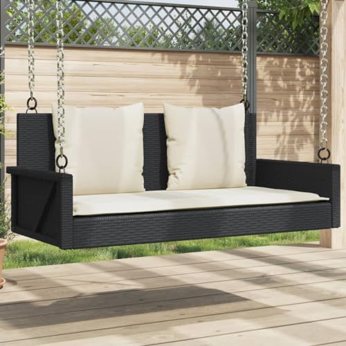 SKM Hängebank mit Kissen Schwarz 119x56x48 cm Poly...