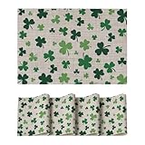 Artoid Mode Shamrock St. Patrick's Day Vinyl Placemats Set of 4, 12x18 Inch Spring Washable Heat Resistant Plastic Place Mats for Party Dining Table Decor