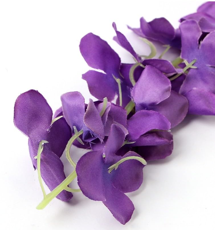 Image of VRB Dec 2 Pcs Artificial Flowers Vine Silk Wisteria Garland Fake Ivy,(6 ft Long) Wedding Decoration Diwali /Ganpati /Christmas Decorations Fake Daisy Floral Vine Silk Hanging Flower for Home (Purple)