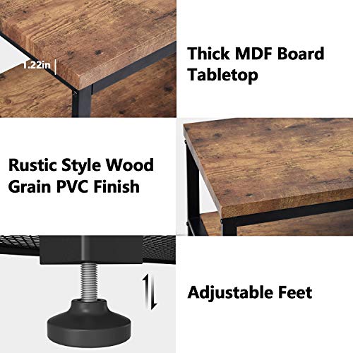 NSdirect Console Sofa Table,51\" Rustic Console Table&TV Stand,Industrial 3-Tier Long Hallway/Entryway Table with Storage Open Bookshelf for Living Room Bedroom Entryway,Brown Oak