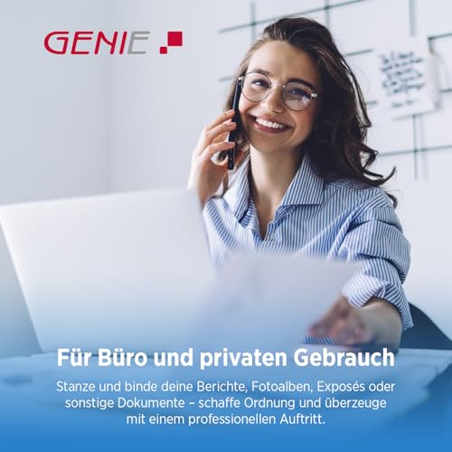 Genie CB 850 Stanz- & Spiralbindegerät | Bindemaschine bis DIN A4 | inkl. 75-teiligem Zubehör-Set | Ringbindung & Spiralbindung Set | Plastikbinderücken | Stanzmaschine mit 4-fach Locher | 350 Blatt