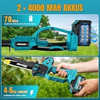 2-in-1 Mini Kettensäge 8 Zoll mit Teleskopstange, Hochentaster mit 2*4000mAh Akkus, Bürstenlose, Automatischer Ölpumpe, Werkzeuglose Kettenspannung, 4M Reichweite Teleskop Kettensäge für Baum Trimmen – Ansicht 6