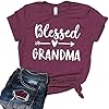JINTING Blessed Grandma Shirts for Women Blessed Grammy Shirts Short Sleeve Casual Nana Gift T Shirts Top Tee Burgundy