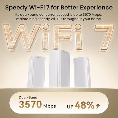 Image of Tenda WiFi 7 Mesh System BE3600 - Dual Band Mesh WiFi System for Home, Covers Up to 4,600 Sq. Ft., Seamless Mesh Network with 3 Gigabit Ports, Supports 160+ Devices, MLO, VPN, 4K QAM, ME3 Pro (2-Pack)
