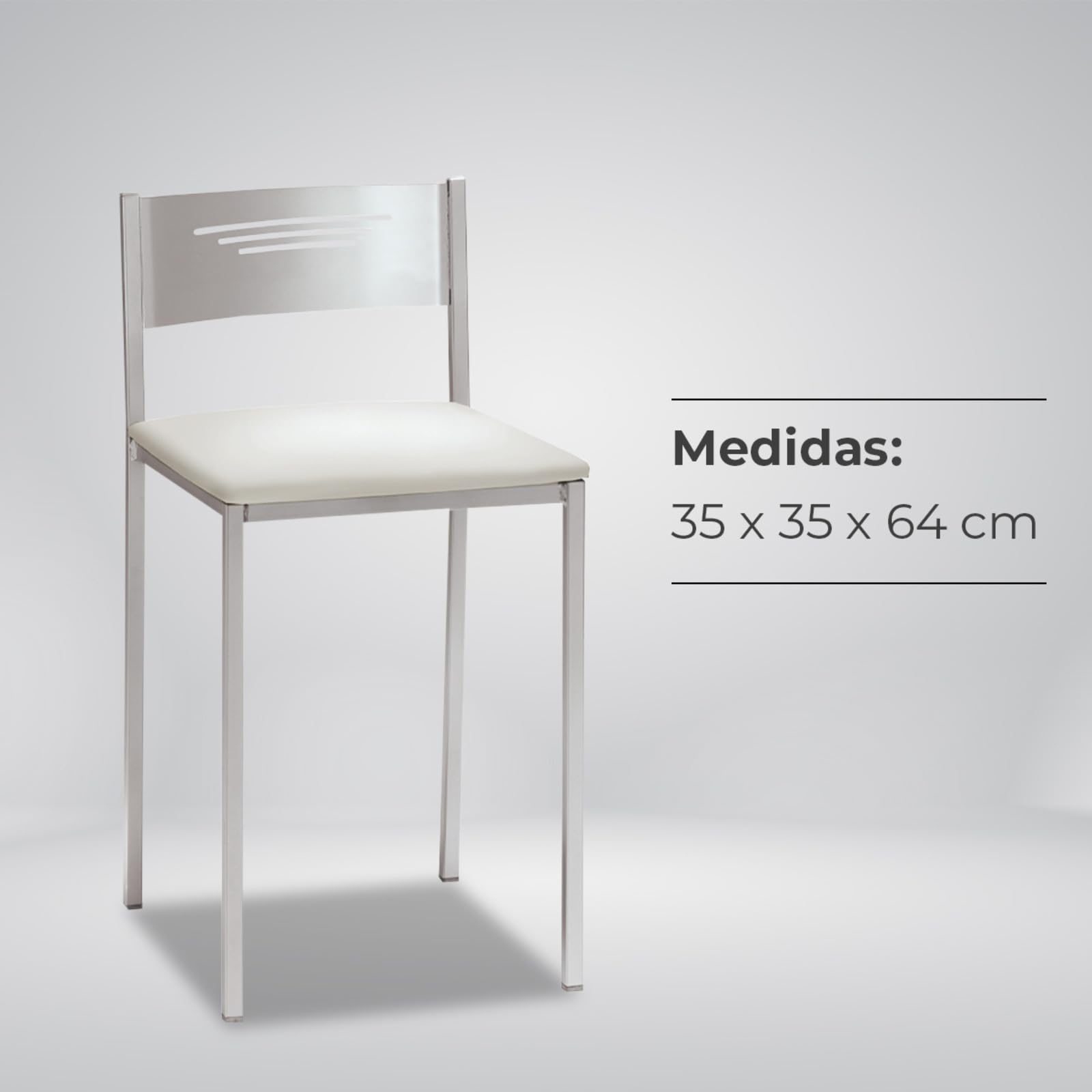 ASTIMESA Dos Taburetes de Cocina con Respaldo Polipiel beig, Altura de Asiento 45 cm