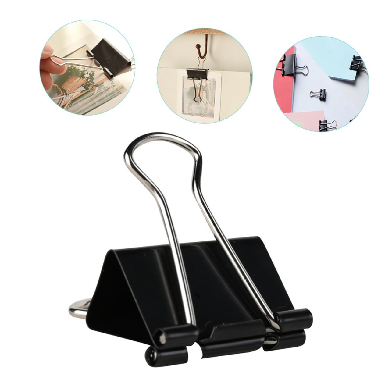 Pinces à Reliure Métalliques Noires 36 Pièces en Fer
