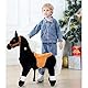 PONYEEHAW Reitpferd für Kinder ab 3 mit Rollen, Horse Toy Ride, Spielpferd zum Reiten Stehpferd Groß aus Metall und Plüsch Pferde Spielzeug zum Reiten mit Schabracke und Zaumzeug (Schwarz, Klein)
