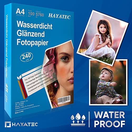 100 Blatt Fotopapier A4 hoch glänzend tintenstrahldrucker 240g/m² fotopapier Fotokarten Photokarten Sofort Trocken Wasserfest Hochweiß fotoblätter