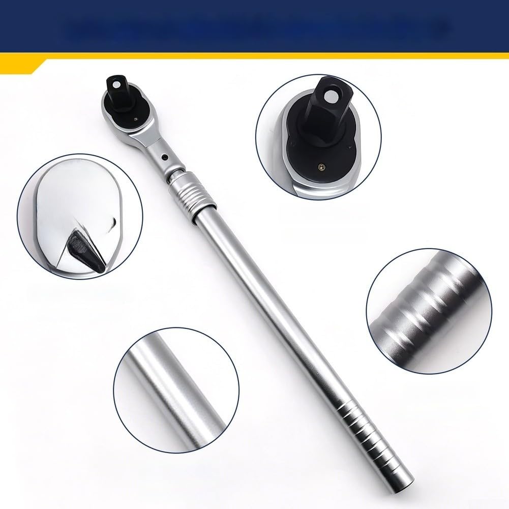 Llave de trinquete telescópica resistente con cabeza de 72 dientes, extensible de 625 a 1020 mm, liberación rápida de 3/4 pulgadas, para acero CR-V, agarre antideslizante para automóviles y