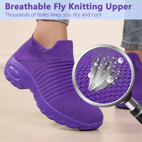 Image of Non Slip Work Shoes Women, Slip On Sneakers Women,Work Shoes Walking Gym Nurse Mesh Casual Fashion Sneakers Comfort Breathable Lightweight