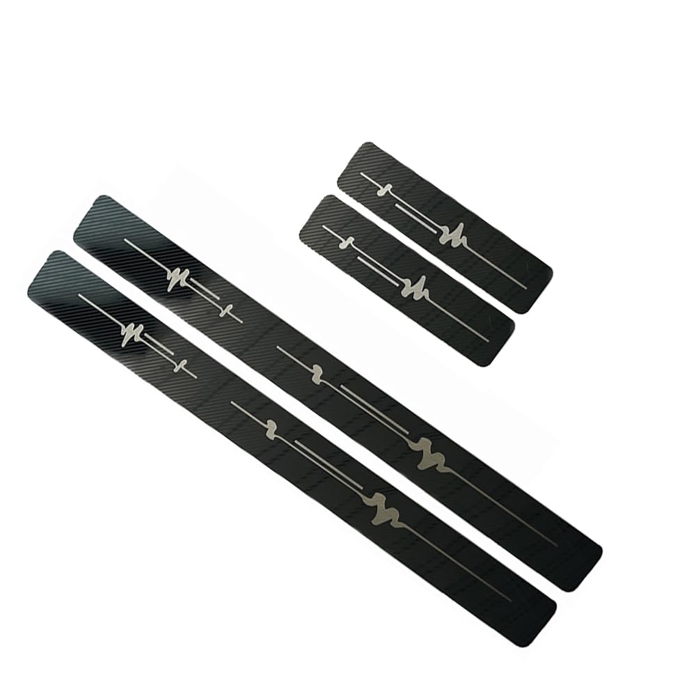 4Pcs Car Door Sill Protector for Chevrolet Caprice 1991–1996 B-Body, Stainless Steel Carbon Fiber Texture Door Entry Guard, Heartbeat Design Anti-Scratch Scuff Plate