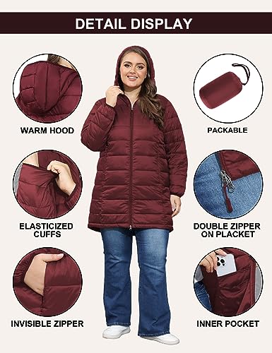 ANOTHER CHOICE Women's Packable Puffer Jacket, Hooded Lightweight Quilted Coat(Plus Size 1X-6X)4