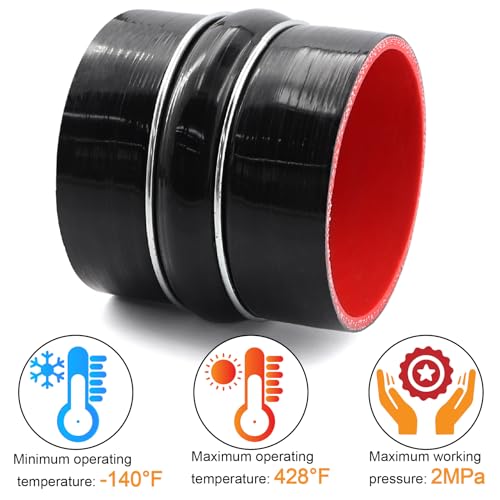 Image of Straight Coupler Silicone Hose ID 4 inch 4 Ply Polyester Reinforcement as Turbocharger Tube Air Intake Pipe with 2 Stainless Steel T Clamps