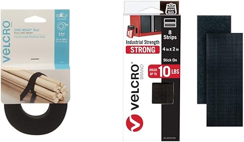 VELCRO Brand - Rollo ONE-WRAP, doble cara, cinta de gancho y bucle multiusos autoagarre, reutilizable, rollo de 12 pies x 34 % 22 - Sujetadores