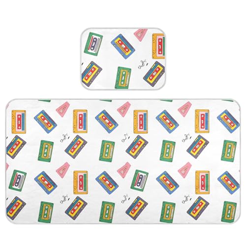 Takiito Retro Cassette Tapes Baby Cooling Mattress Pad, Soft & Breathable Cooling Mat Keep Baby Cool in Summer 28x52 in, Nursery Essential