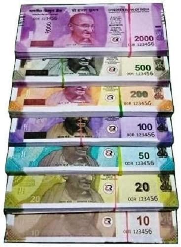 Ciconia Dummy Currency 350 Notes 50 Units Each Denomination All New 10 | 20 | 50 | 100 | 200 | 500 | 2000 Artificial Playing Currency, Learn Money Skills, Fake Money, Dummy Note- Multi Color