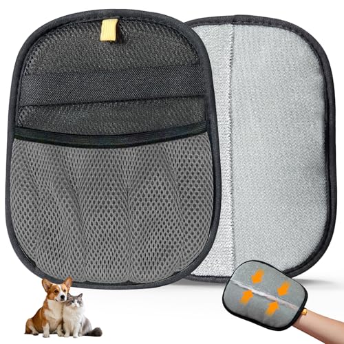 SyuCeia PurePath Pet Hair Removal Glove Electrostatic Pet Hair Remover for Laundry Couch Carpet Furniture & Pet Grooming Reusable Cat Dog Hair Magic Brush Mitt Grey (1 PCS)