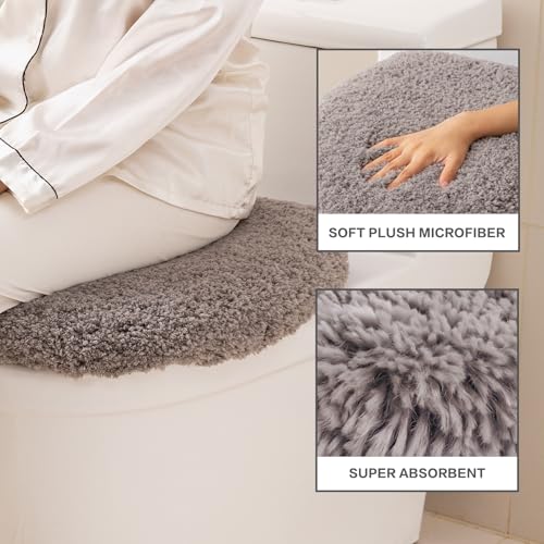 Image of Microfiber Toilet Lid Cover, 17.5 inchx15 inch Fits Round Oblong and Elongated