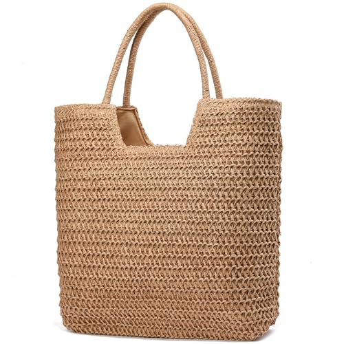 Bolso de playa tejido para mujer, gran capacidad miniatura 1