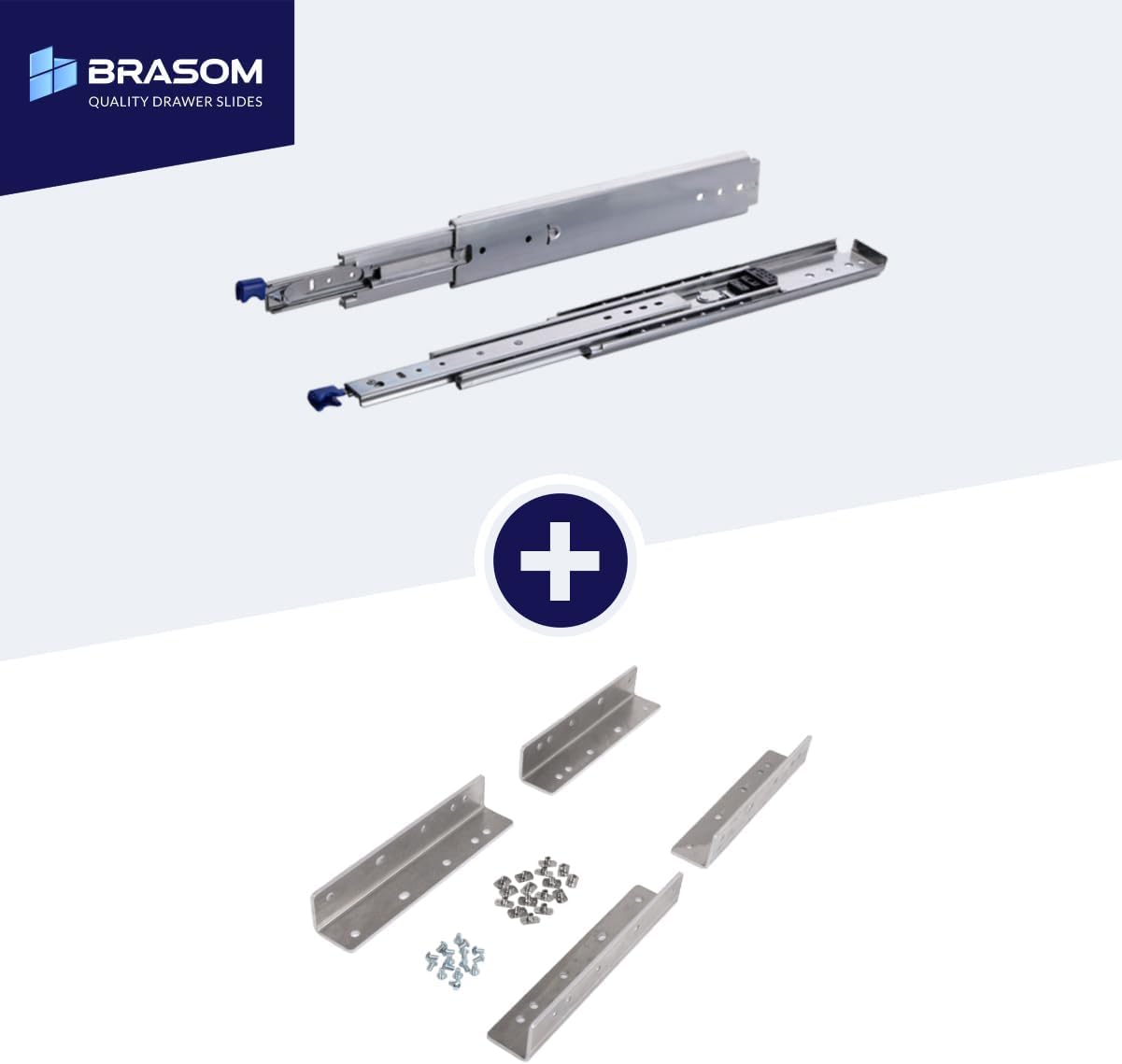 BRASOM Guide per cassetti con supporti per cassetti - Guide per cassetti da 300 mm, 250 kg, 12 pollici, Heavy Duty, bloccaggio in/fuori dal sistema di guide per cassetti, cuscinetti a sfera, sinistra