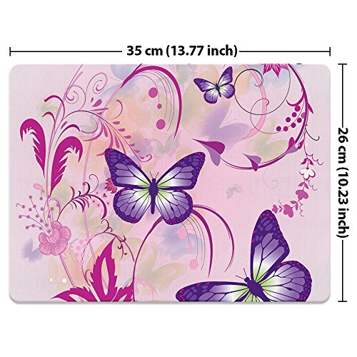 Fincibo Extra Large (X-Large) Size Non-Slip Rectangle Mousepad, Purple Butterfly Pink Vines Mouse Pad For Home, Office And Gaming Desk #TOP1