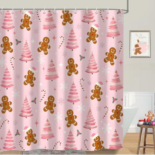 Rideau de douche Noël imperméable et lavable pour salle de bain