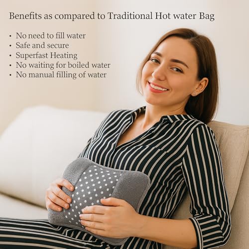 Image of Wuze Electric Pocket Hot Warm Water Heating Bag, 2 Hours Retention | Instant Pain Relief in Menstrual Cramps, Arthritis, Back Pain, Hot Water Bottle, Quick Charging