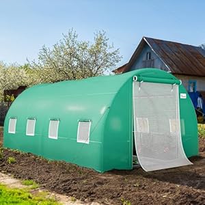 YITAHOME 20x10x6.5ft Greenhouse Heavy Duty Large Walk-in Greenhouses Tunnel Green Houses Outdoor Portable Hot Plant Gardening Upgraded Galvanized Steeel 2 Zipper Door 5 Crossbars Garden, Green