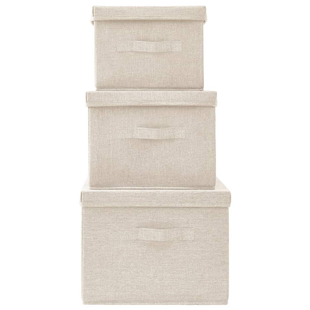 3-teiliges faltbares Aufbewahrungsboxen Set aus strapazierfähigem Stoff mit Griffen, platzsparend zusammenfaltbar, ideal für Spielzeug, Schals, Socken und Bücher
