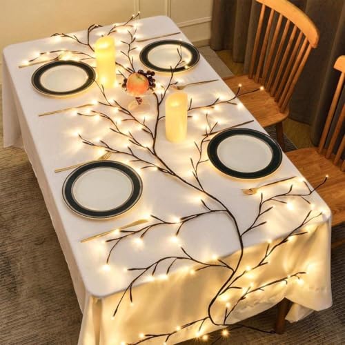 Koboko Lichterkette Willow Vine, 72 LED Lichterzweige Lichterkette Wand, 8 Modes USB Weidenrebe Baum Lichter mit Fernbedienung|Timer, Biegbare Künstliche Baumzweige Lichter Schlafzimmer Wand Deko – Bild 4