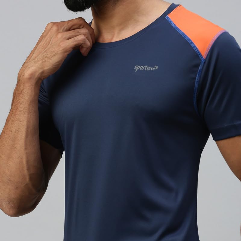 Image of sporto Men's Fast Dry Micro Fiber Solid Regular T-Shirt Half Sleeve|Charcoal