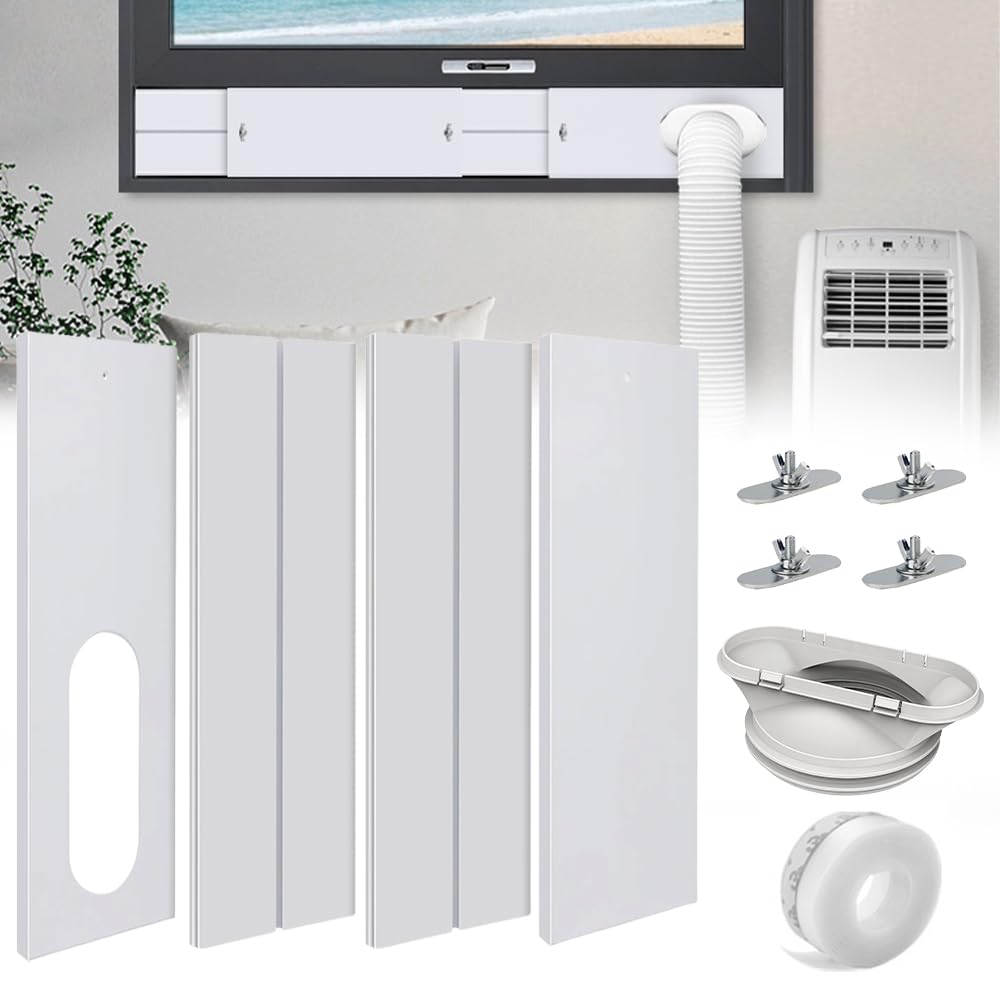 4Pcs Kit Ventana Aire Acondicionado Portatil, 16CM X 43-140cm con Tubo de Desagüe de 13/15 cm, Kit de Ventilación de Ventanas de Aire Acondicionado Portátil, adaptador ventana aire acondicionado