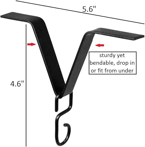 Miniatura 2 de Clip de canalón para instalación de cadena de lluvia, recubrimiento de polvo negro, estándar, 973BLK, 5.75 x 6 pulgadas