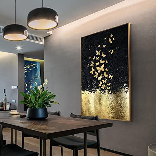 Art mural moderne nordique de prestige triptyque abstrait papillon et poisson - 4